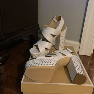 New MK Mila platform shoes, white, size 9